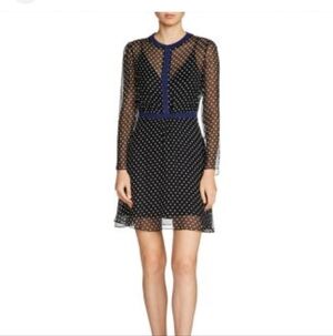 Maje Black Blue Polka Dot Mini Dress